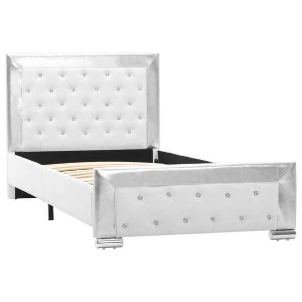 vidaXL Cadre de lit Blanc Similicuir 90 x 200 cm