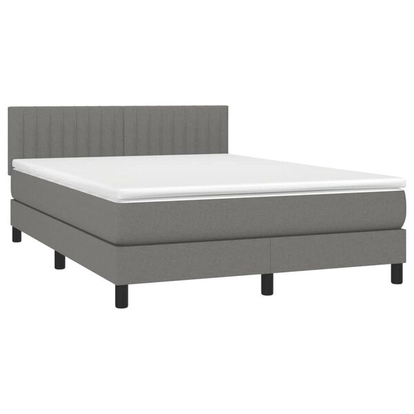 vidaXL Sommier &agrave; lattes de lit et matelas et LED Gris fonc&eacute; 140x200 cm