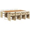 vidaXL Ensemble &agrave; manger de jardin et coussins 9 pcs beige Poly rotin