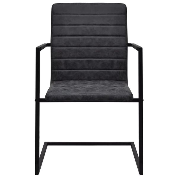 vidaXL Chaises à manger cantilever lot de 4 noir similicuir