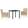 vidaXL Ensemble de salle &agrave; manger pour jardin 3 pc Beige polyrotin