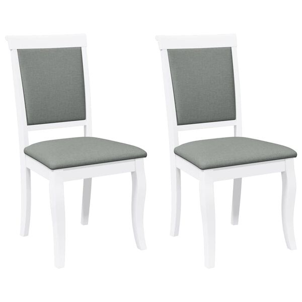 vidaXL Chaises à manger coussins 2 pcs blanc bois massif caoutchouc