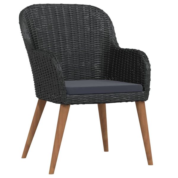 vidaXL Ensemble &agrave; manger de jardin avec coussins 7 pcs Noir