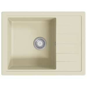 vidaXL &Eacute;vier de cuisine avec trou de trop-plein ovale Beige Granit