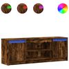 vidaXL Meuble TV avec LED ch&ecirc;ne fum&eacute; 139,5x34x50 cm bois d'ing&eacute;nierie