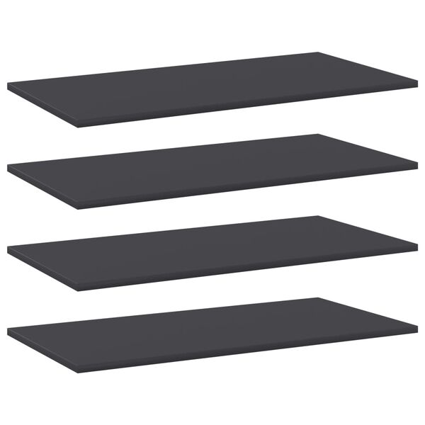 vidaXL Panneaux de biblioth&egrave;que 4 pcs Gris 80x40x1,5 cm Agglom&eacute;r&eacute;