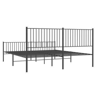 vidaXL Cadre de lit métal sans matelas avec pied de lit noir 200x200cm