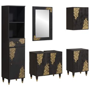 vidaXL Ensemble de Meubles de Salle de Bain 5 pc Noir 62 x 33 x 58 cm