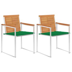 vidaXL Chaises de jardin avec coussins lot de 2 Acacia solide et acier
