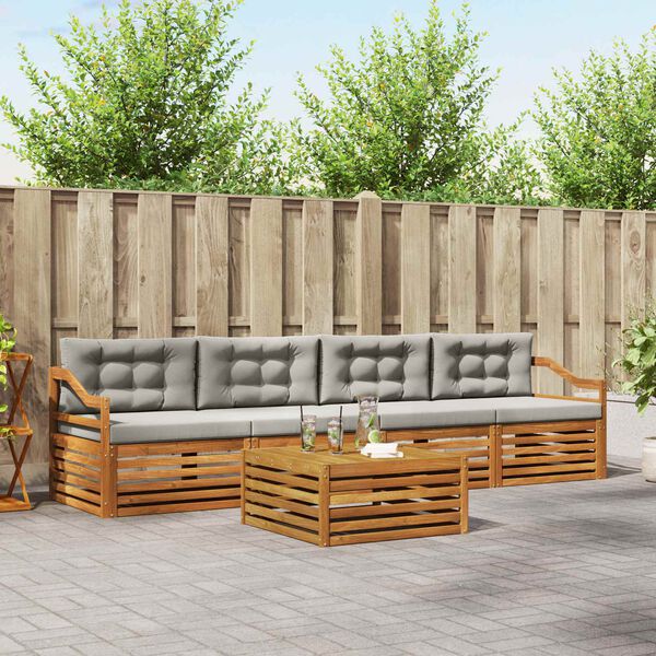 vidaXL Ensemble de canap&eacute;s d'ext&eacute;rieur 5 pcs Gris Naturel et Clair