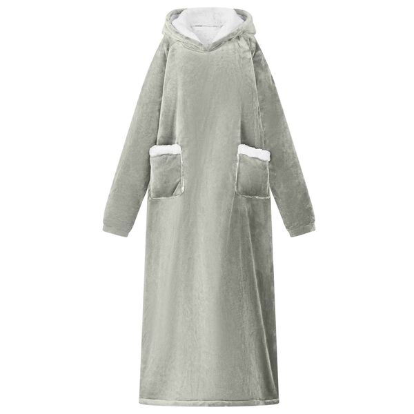 vidaXL Sweat &agrave; capuche couverture Gris L Polaire et flanelle