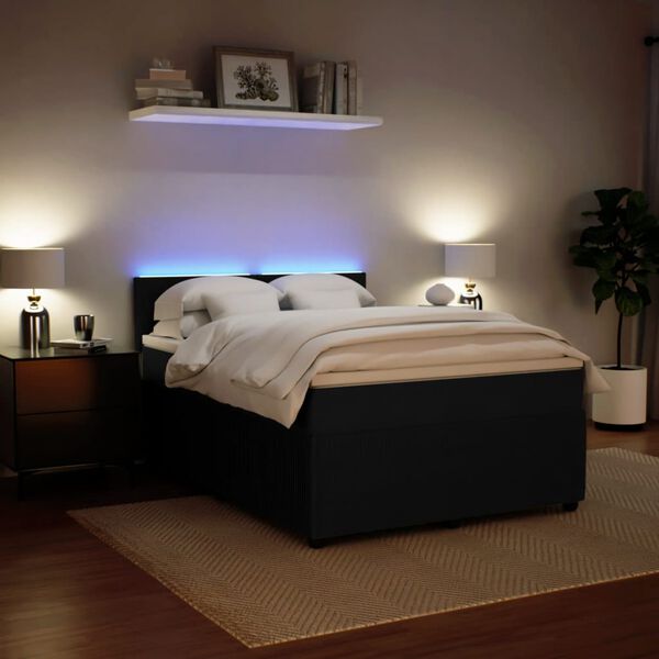 vidaXL Sommier &agrave; lattes de lit avec matelas Noir 140x190 cm Velours