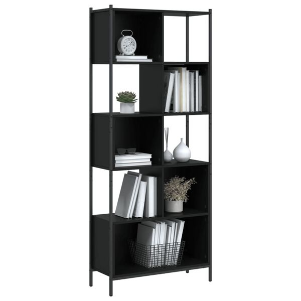 vidaXL Biblioth&egrave;que noir 72x28x172 cm bois d'ing&eacute;nierie