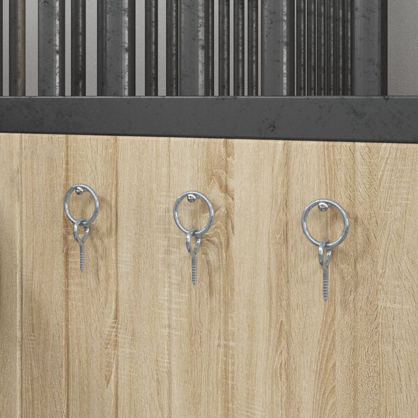 vidaXL Anneaux d'attache pour chevaux avec vis &agrave; &oelig;il 3 pcs argent&eacute; acier