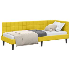 vidaXL Cadre de lit d'angle Jaune 80 cm x 200 cm Velours