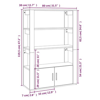 vidaXL Buffet Noir 80x30x119,5 cm Bois d'ingénierie