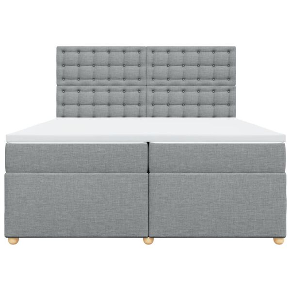 vidaXL Sommier &agrave; lattes de lit avec matelas Gris clair 200x200cm Tissu