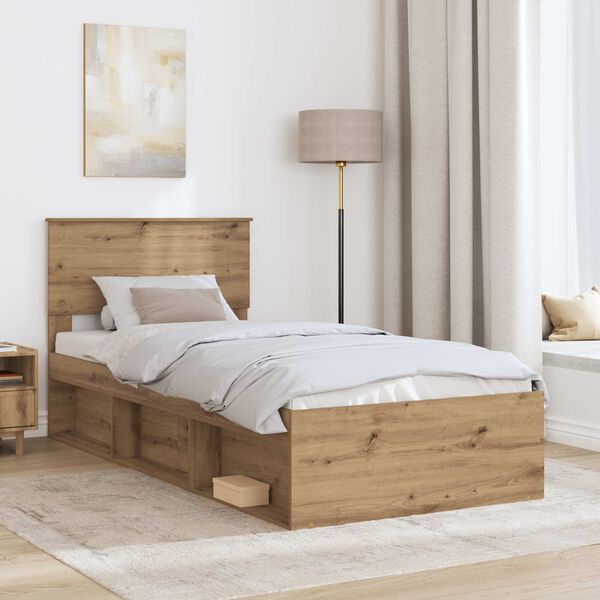 vidaXL Cadre de lit Ch&ecirc;ne artisan 90 x 190 cm Bois d'ing&eacute;nierie