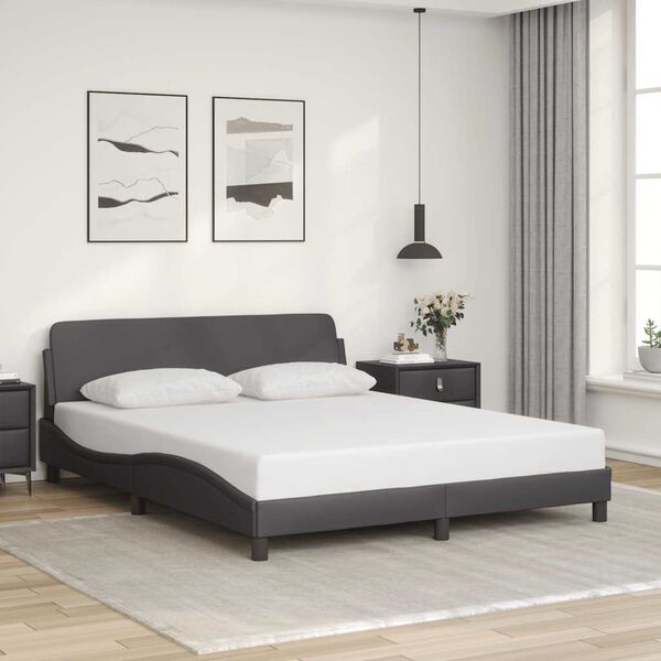 vidaXL Cadre de lit Dover gris 160x200 cm similicuir