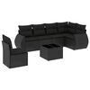 vidaXL Salon de jardin 7 pcs avec coussins noir r&eacute;sine tress&eacute;e
