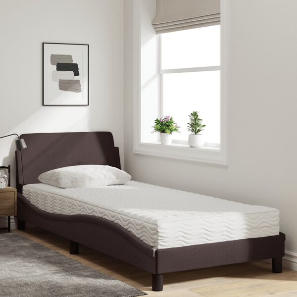 vidaXL Lit avec matelas Dover marron fonc&eacute; 90x200 cm tissu
