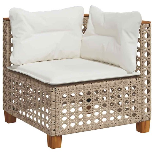 vidaXL Salon de jardin 11 pcs avec coussins beige r&eacute;sine tress&eacute;e