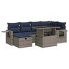 vidaXL Salon de jardin avec coussins 7pcs gris r&eacute;sine tress&eacute;e acacia