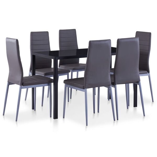 vidaXL Ensemble &agrave; d&icirc;ner 7 pcs Gris