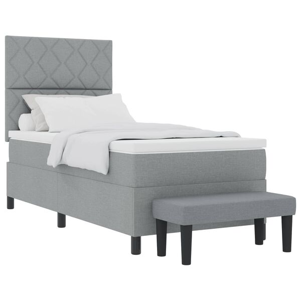vidaXL Lit &agrave; ressorts avec matelas Gris clair 100 x 200 cm tissu