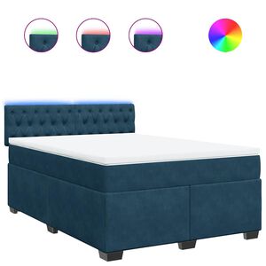 vidaXL Sommier &agrave; lattes de lit et matelas bleu 140x190 cm velours