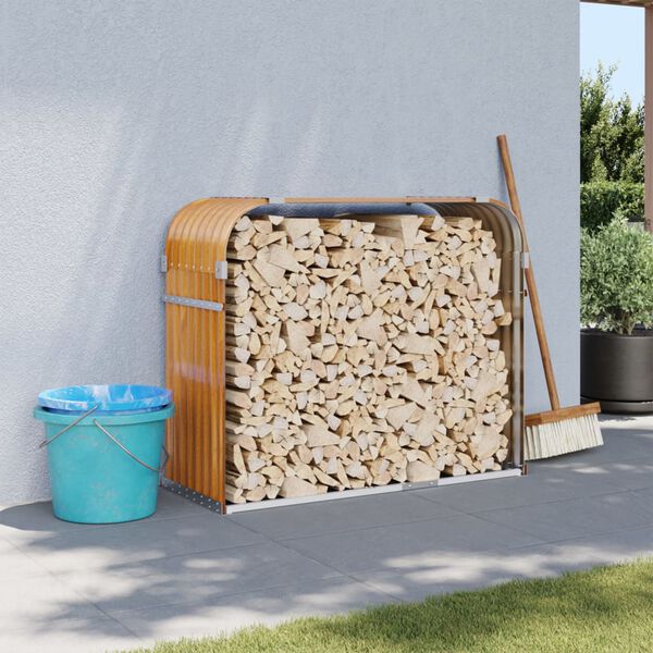 vidaXL Porte-b&ucirc;ches aspect bois 120x45x100 cm acier galvanis&eacute;
