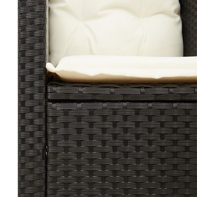 vidaXL Ensemble de bistro 3 pcs et coussins noir résine tressée acacia