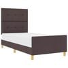 vidaXL Cadre de lit avec t&ecirc;te de lit Marron fonc&eacute; 90 x 200 cm tissu