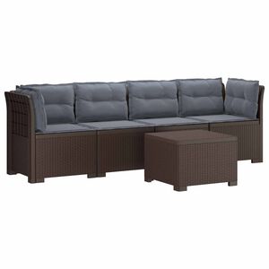 vidaXL Canap&eacute; de jardin 4 places avec coussins look rotin PP Marron
