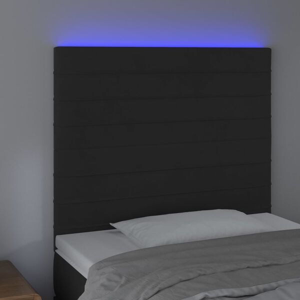 vidaXL T&ecirc;te de lit &agrave; LED Noir 90x5x118/128 cm Velours