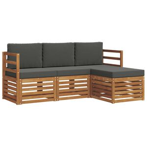 vidaXL Ensemble de canap&eacute;s d'ext&eacute;rieur 4 pc Naturel et Anthracite