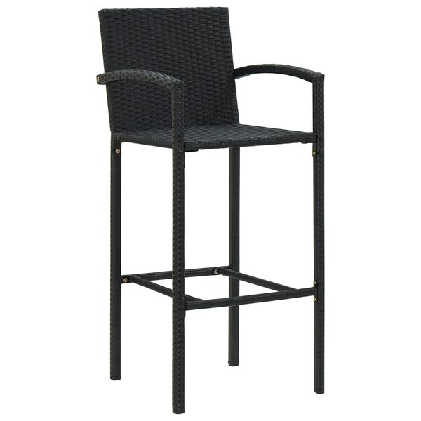 vidaXL Ensemble de bar d'ext&eacute;rieur 3 pcs accoudoir R&eacute;sine tress&eacute;e Noir