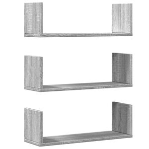 vidaXL &Eacute;tag&egrave;res murales 3 pcs sonoma gris 58x18x18 cm bois ing&eacute;nierie