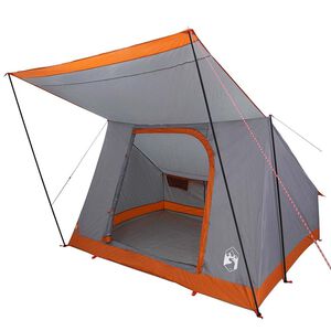 vidaXL Tente de camping 4 personne Imperm&eacute;able Gris et orange taffetas