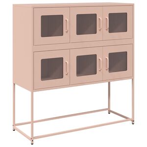 vidaXL Buffet rose 100,5x39x107 cm acier laminé à froid