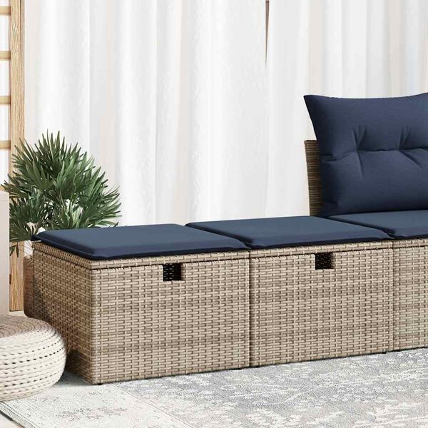 vidaXL Salon de jardin 2 pcs avec coussins gris r&eacute;sine tress&eacute;e acacia