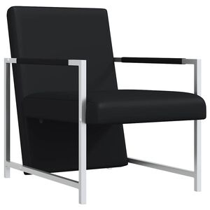 vidaXL Fauteuil avec pieds chrom&eacute;s Noir Similicuir