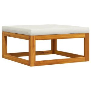 vidaXL Repose-pied avec coussin blanc cr&egrave;me Bois d'acacia massif