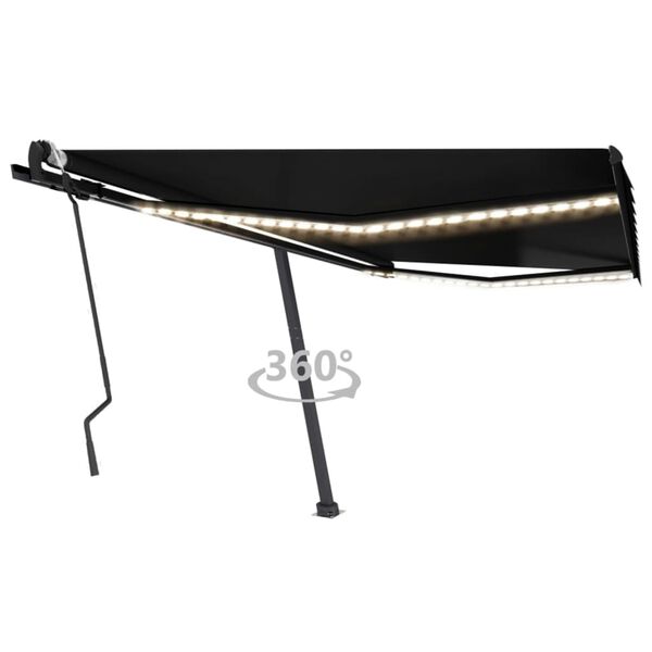 vidaXL Auvent manuel r&eacute;tractable avec LED 400x300 cm Anthracite