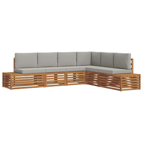 vidaXL Ensemble de canap&eacute;s d'ext&eacute;rieur 6 Pi&egrave;ce Gris Naturel et Clair