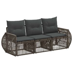 vidaXL Ensemble de canap&eacute; de jardin 3 pc Gris et Gris fonc&eacute; polyrotin