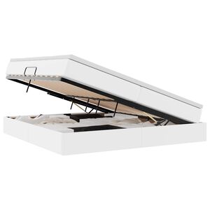 vidaXL Lit avec rangement et matelas Blanc 200 x 200 cm Simili cuir