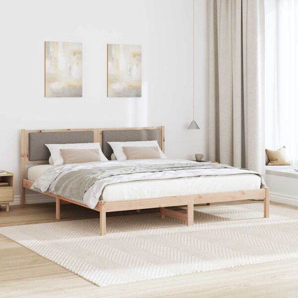 vidaXL Cadre de lit avec t&ecirc;te de lit Taupe 180 x 200 cm Pin massif