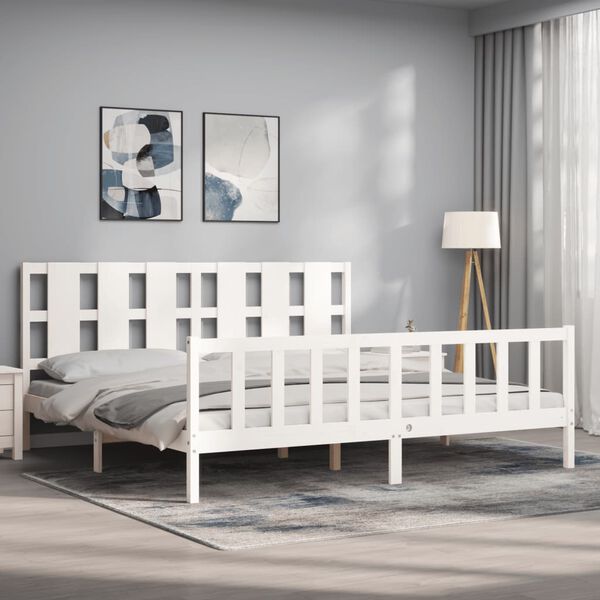 vidaXL Cadre de lit sans matelas blanc 200x200 cm bois massif de pin