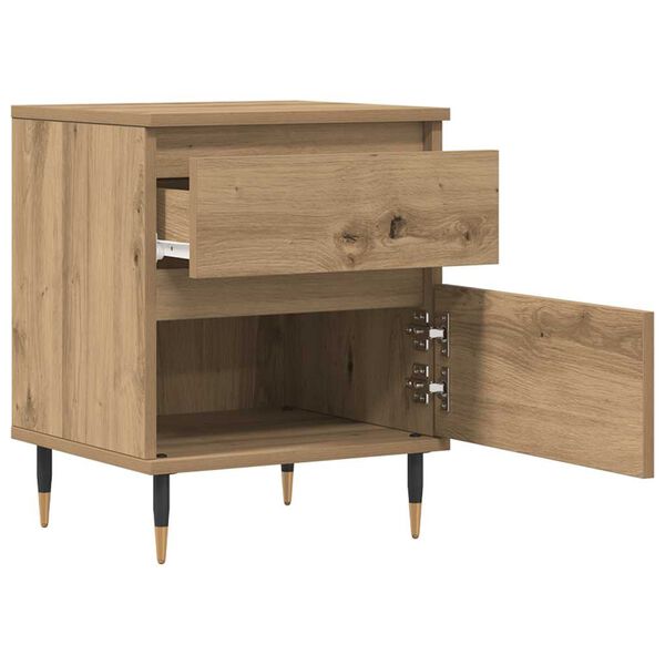 vidaXL Table de chevet ch&ecirc;ne artisanal 40x35x50 cm bois d&rsquo;ing&eacute;nierie